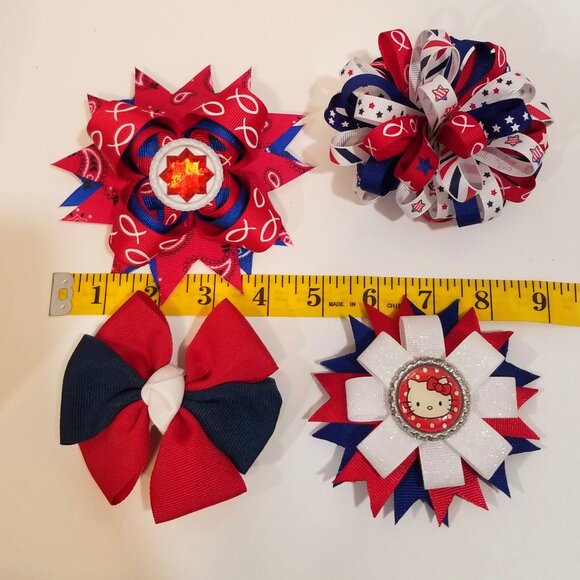 Girls' Custom Hairbows, Lot of 8, Patriotic, EUC - Picture 14 of 15